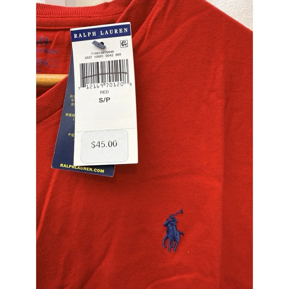 Polo Ralph Lauren Men's Classic-Fit V-Neck Red T-Shirt Sz Small RTL $45